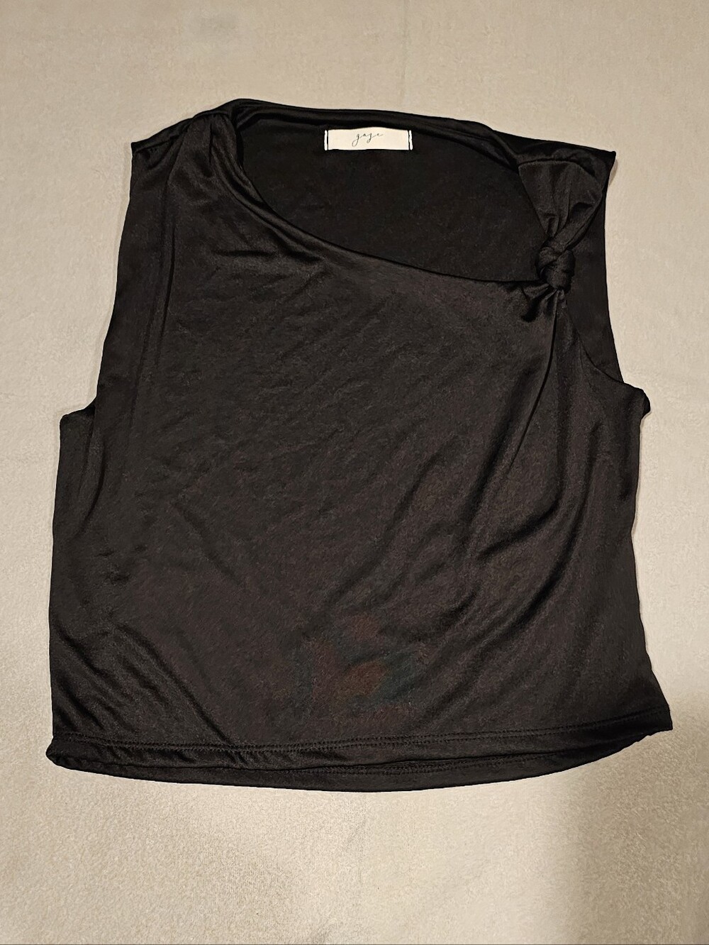 Gaze Black Sleeveless Knot-Shoulder Women's Top Size M